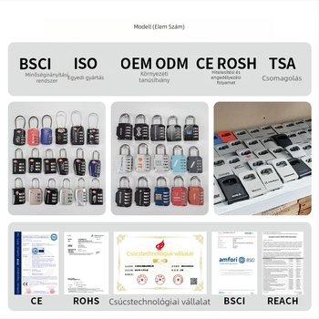 Jelszerdoboz kampóval, alumínium ötvözet, modell CH-807-L, mechanikus zár, 9 mm rúd vastagság, 28 mm rúd távolság