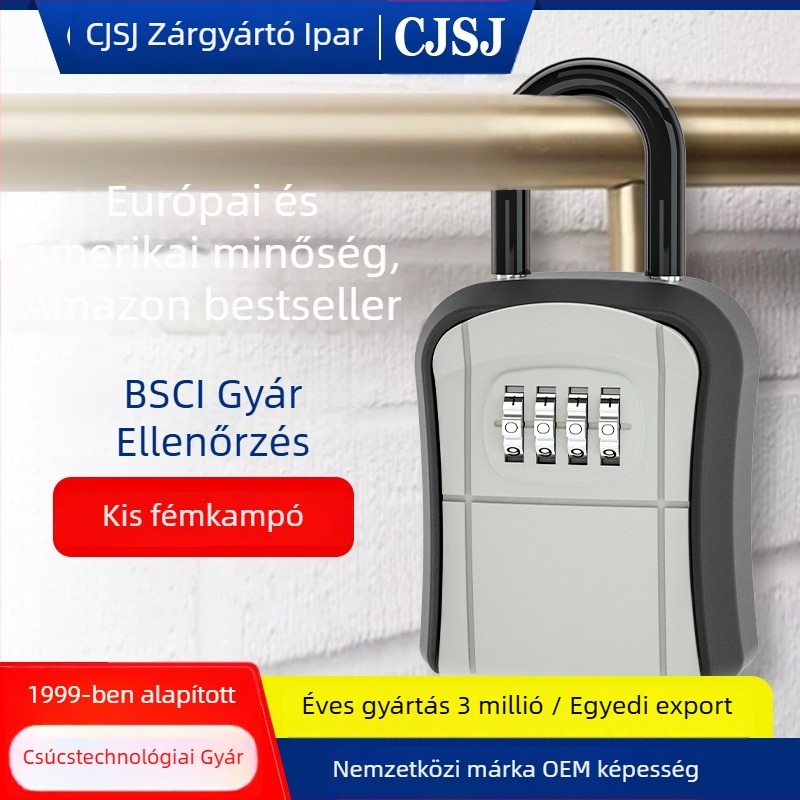 Jelszerdoboz kampóval, alumínium ötvözet, modell CH-807-L, mechanikus zár, 9 mm rúd vastagság, 28 mm rúd távolság