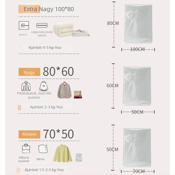 Han Feizi Vákuumkompressziós táska ruháknak, PA-PE anyag, 3D szívó típus, pumpával