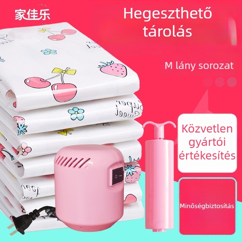 Jiajiale vákuum-tömörítő tasak, PET+PE, Jac-9401, Girl Series Cherry, paplanokhoz és ruhákhoz