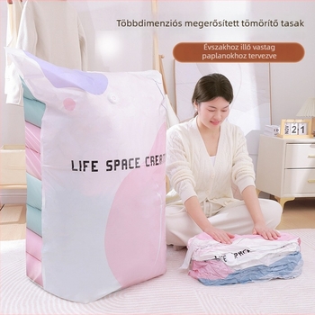 Vákuumos tömítő táska ruhákhoz és takarókhoz – háromdimenziós kialakítás; pumpa nélkül; ülő típusú tömörítés; PA+PE anyag; modell 1314.