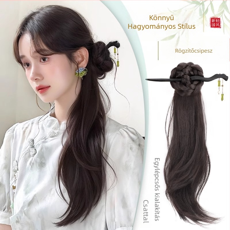 Új kínai stílusú copf paróka nőknek, hőálló szálak, nem festhető, márka Strange, modell Gfym ponytail