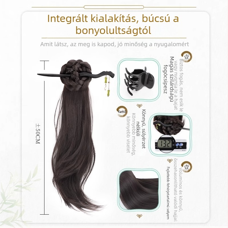 Új kínai stílusú copf paróka nőknek, hőálló szálak, nem festhető, márka Strange, modell Gfym ponytail