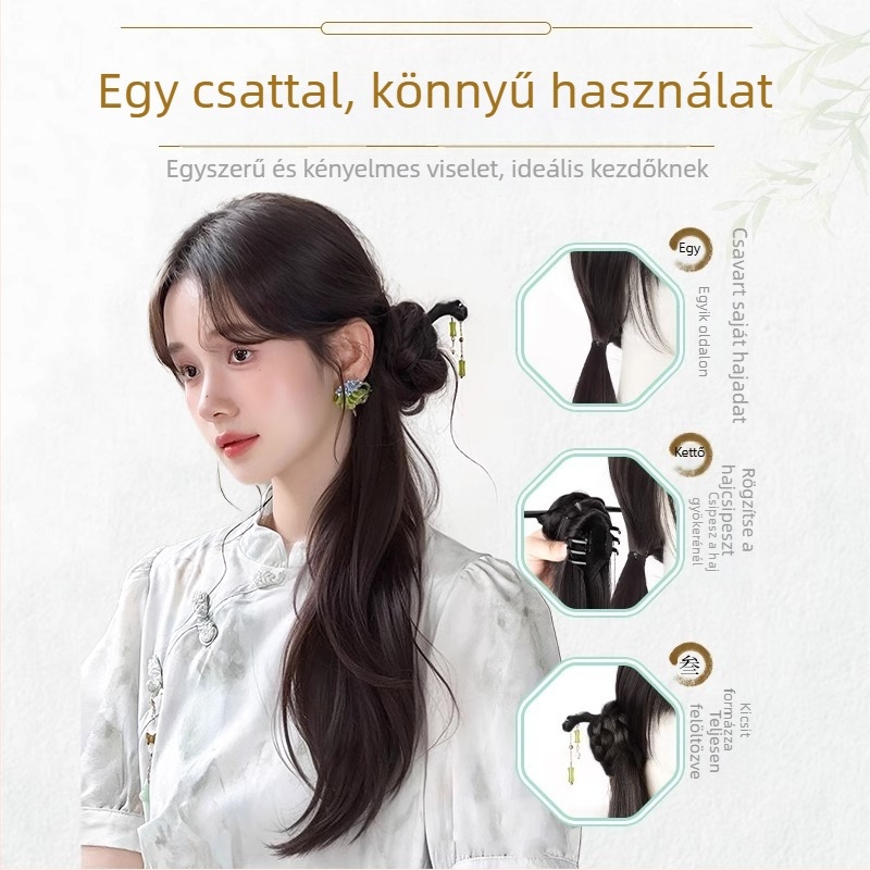 Új kínai stílusú copf paróka nőknek, hőálló szálak, nem festhető, márka Strange, modell Gfym ponytail
