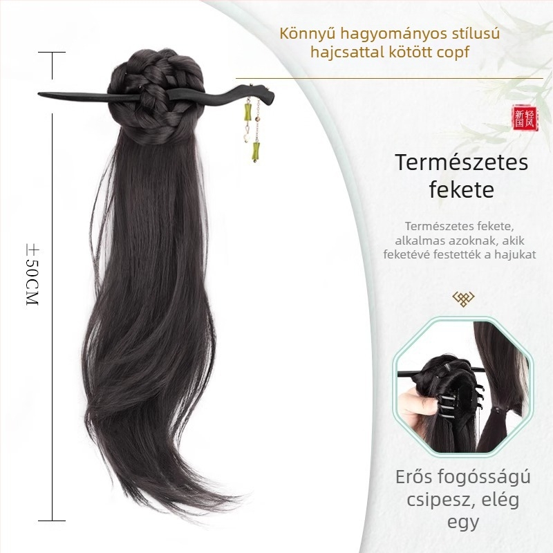Új kínai stílusú copf paróka nőknek, hőálló szálak, nem festhető, márka Strange, modell Gfym ponytail