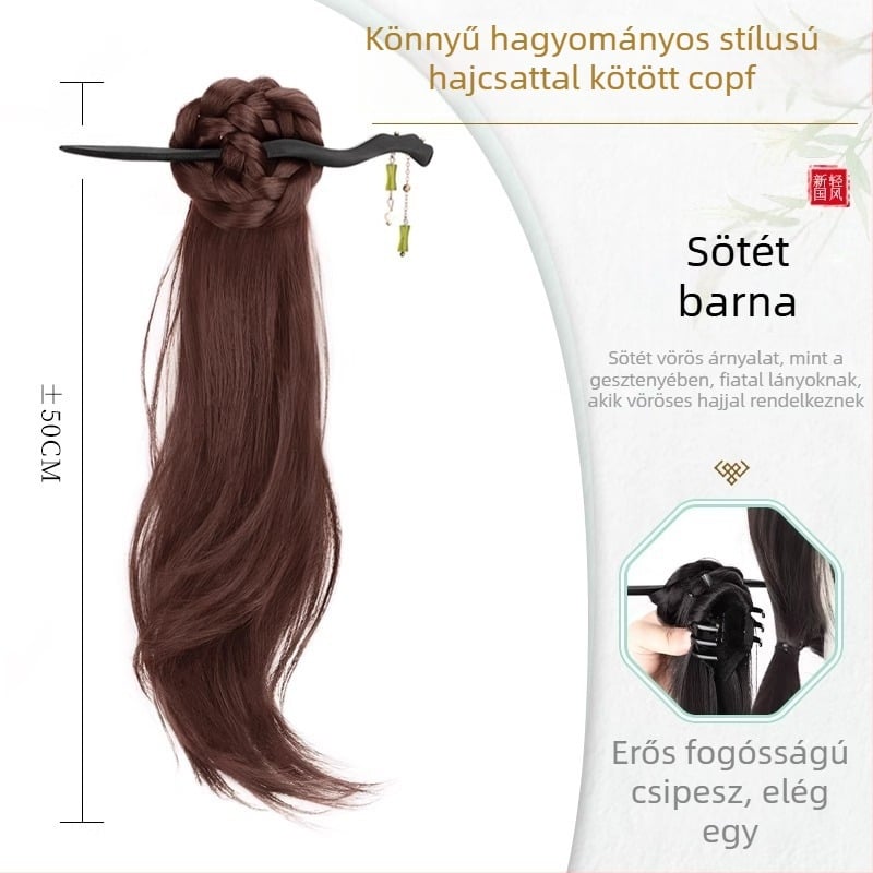 Új kínai stílusú copf paróka nőknek, hőálló szálak, nem festhető, márka Strange, modell Gfym ponytail