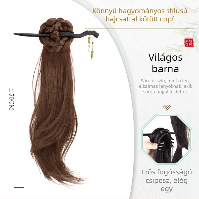 Új kínai stílusú copf paróka nőknek, hőálló szálak, nem festhető, márka Strange, modell Gfym ponytail