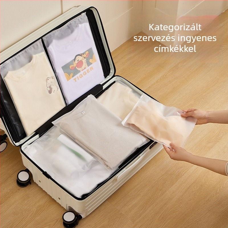 Manjelli Utazó tároló táska fehérneműk és babaruhák számára - vízálló, zárható rendszerező, PE anyag, 100 darabos csomag