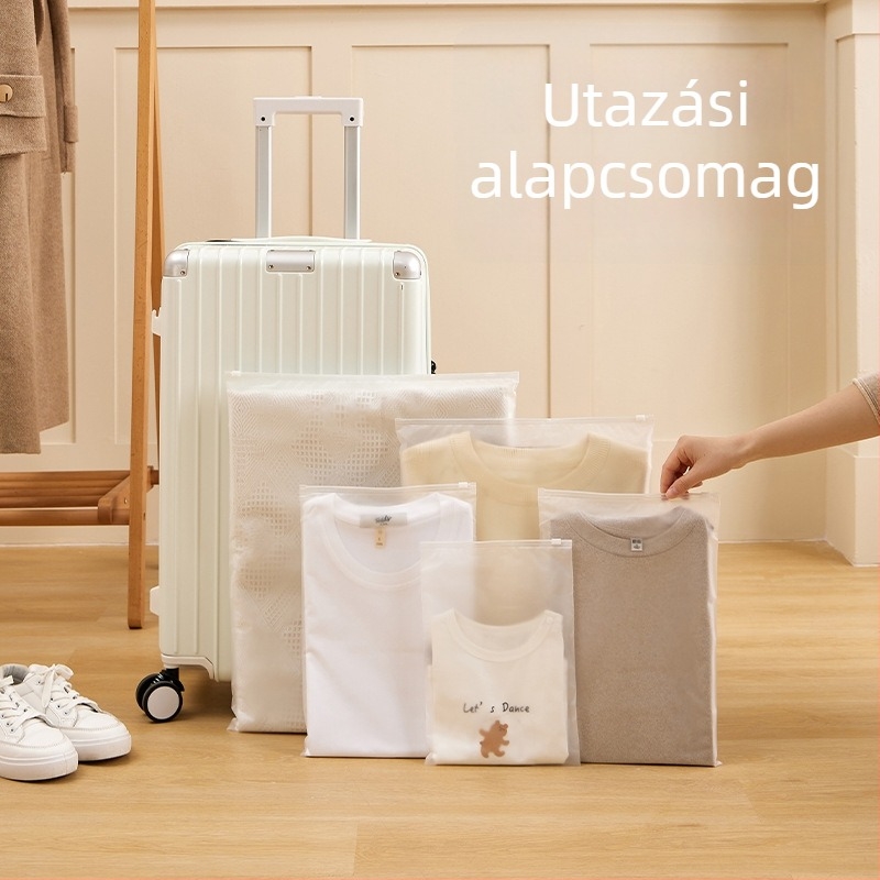 Manjelli Utazó tároló táska fehérneműk és babaruhák számára - vízálló, zárható rendszerező, PE anyag, 100 darabos csomag