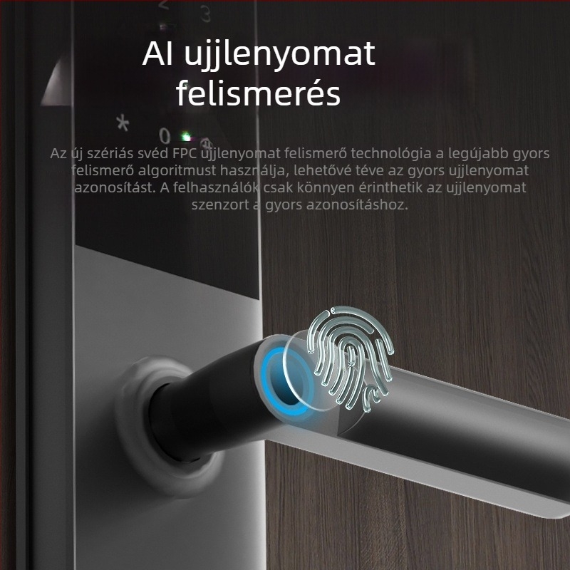 Okos zár ujjlenyomat és jelszó funkciókkal — 40 ujjlenyomat tárolás; több mint 1 000 000 nyitási ciklus; szkennelési idő <0,1 s; hamis elfogadás <0,001%; hamis visszautasítás <1,0%