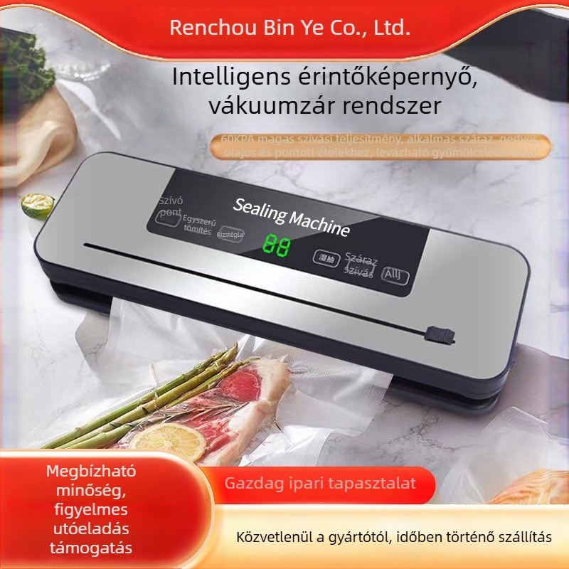 Élelmiszer vákuumos csomagoló gép, műanyag tokozás, ABS ház, 100 W, AC tápegység, kapacitás legfeljebb 500 ml