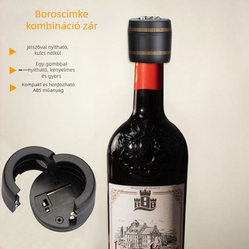 Borosüveg zár - háromjegyű jelszavas zár, ABS műanyag, modell Sw8314, italos üvegekhez