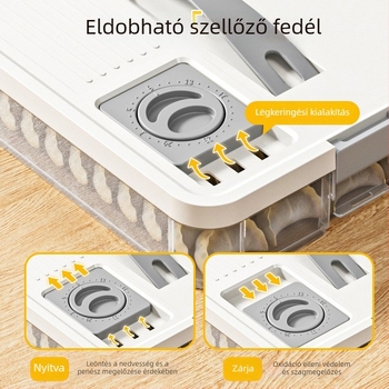 Többszintes fagyasztó dumpling doboz – Háztartási gyoza tál, PP anyag, egyszerű dizájn