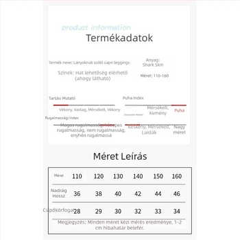 Koreai stílusú lányoknak: nyári rugalmas tornázó leggings gyerekeknek 3–8 évesek