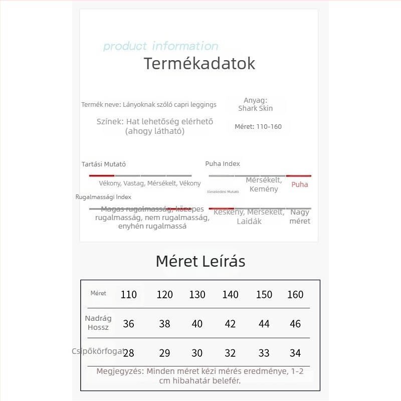 Koreai stílusú lányoknak: nyári rugalmas tornázó leggings gyerekeknek 3–8 évesek
