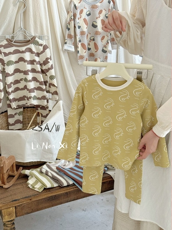 88121 Gyermek pizsama készlet, Biztonsági osztály A, Pamutkeverék (92% pamut, 8% spandex), Uniszex, Koreai stílus, 2025 ősz