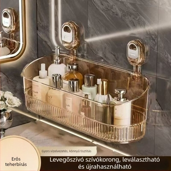 Falra szerelhető szívócsatos fürdőszobai tároló polc — könnyű luxus stílus, PET anyag, 1 réteg, 10 darabos csomag, konyha és fürdőszoba számára
