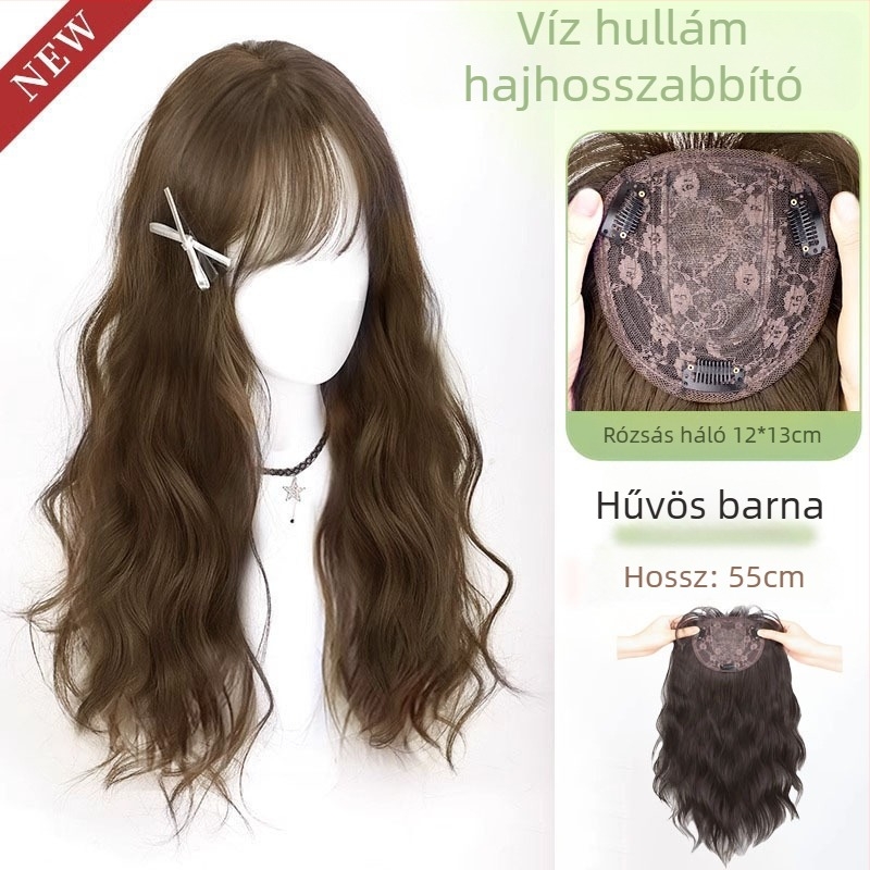 Női paróka hosszú egyenes hajjal, darab a fejtetőn a volumnak növeléséért, háló nélkül, gépi szövés, hőálló egyenes haj, Discover Beauty