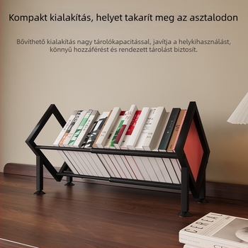 Asztali könyvespolc állítható elválasztóval, egyvonalas elválasztó, modell W760, vasból készült kivitel, egyszerű és modern stílus