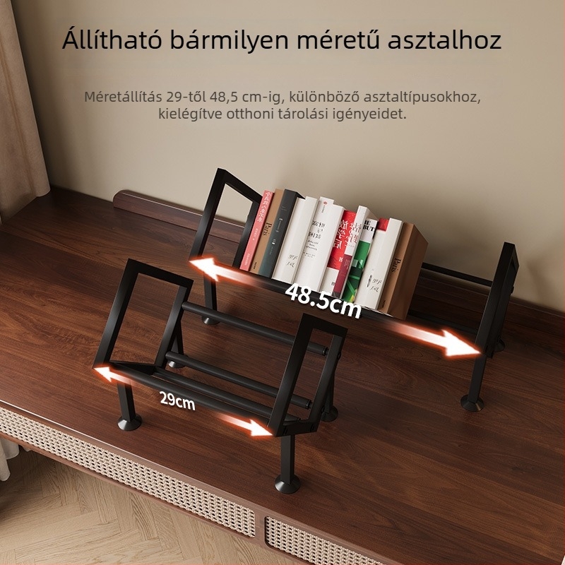 Asztali könyvespolc állítható elválasztóval, egyvonalas elválasztó, modell W760, vasból készült kivitel, egyszerű és modern stílus