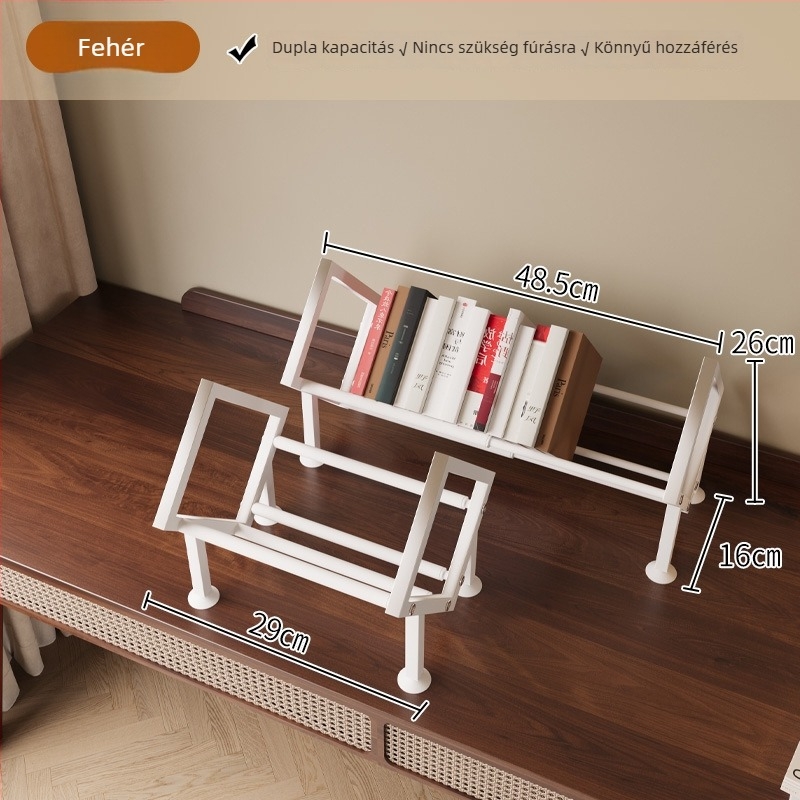 Asztali könyvespolc állítható elválasztóval, egyvonalas elválasztó, modell W760, vasból készült kivitel, egyszerű és modern stílus