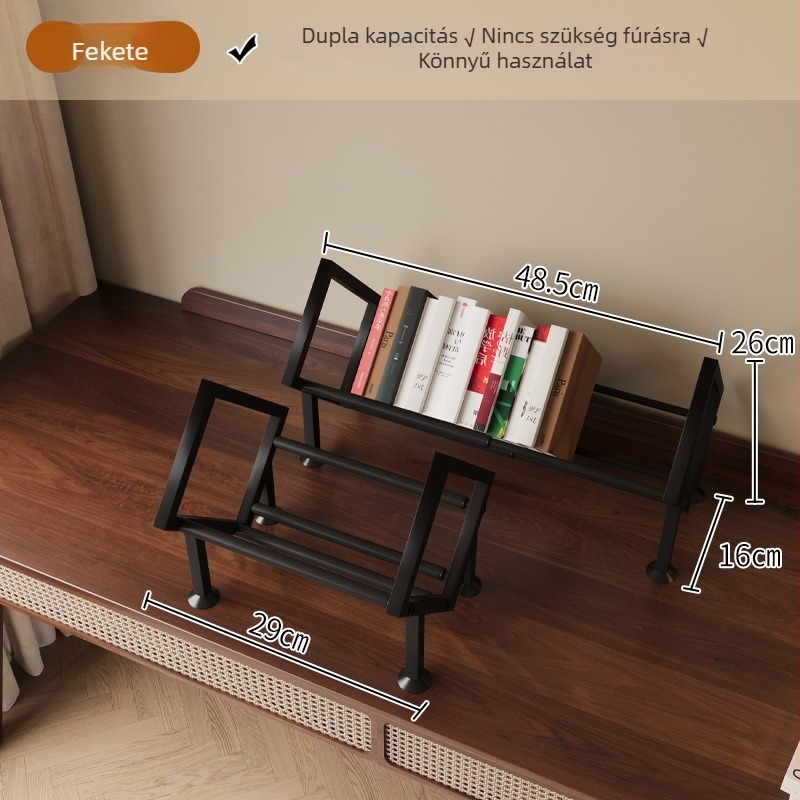 Asztali könyvespolc állítható elválasztóval, egyvonalas elválasztó, modell W760, vasból készült kivitel, egyszerű és modern stílus