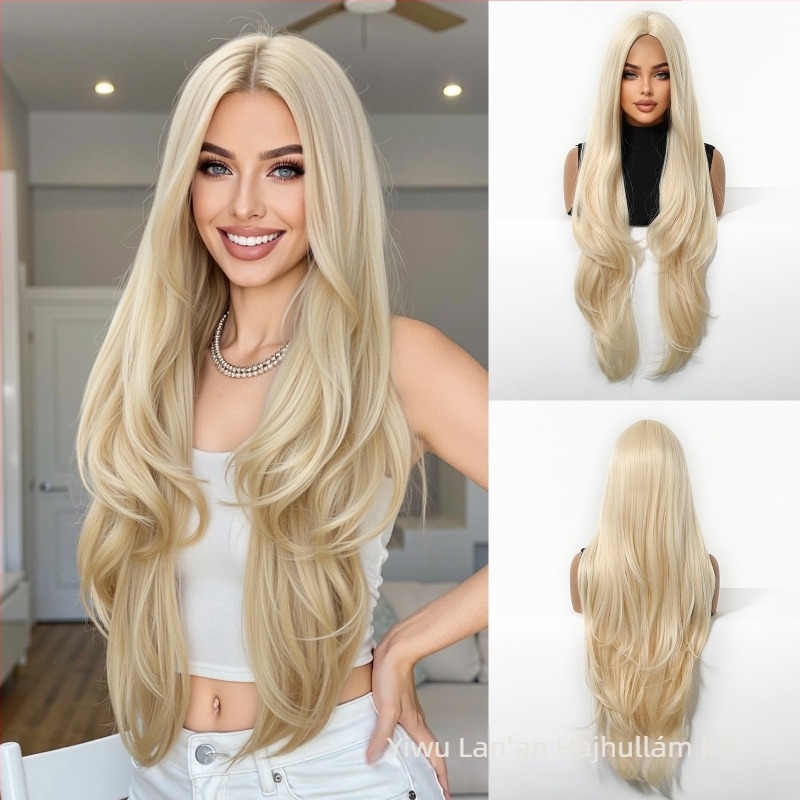 Emmor teljes fej paróka, középső rész, többszintű, hullámos és egyenes textúra, szintetikus haj