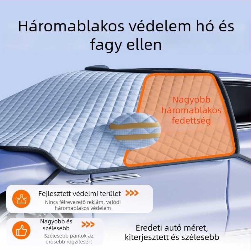 Autó téli hóvédő a frontszélvédőre – vastagabb alumíniumfólia; klipszes rögzítés; általános modellekhez; első rész; egyszerű stílus