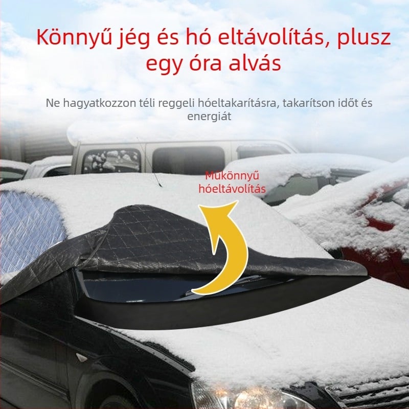 Autó téli hóvédő a frontszélvédőre – vastagabb alumíniumfólia; klipszes rögzítés; általános modellekhez; első rész; egyszerű stílus