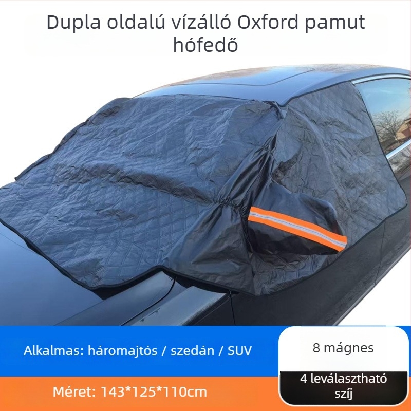 Autó téli hóvédő a frontszélvédőre – vastagabb alumíniumfólia; klipszes rögzítés; általános modellekhez; első rész; egyszerű stílus