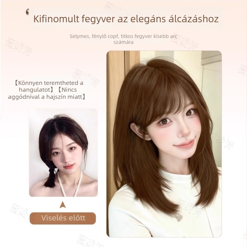 Hosszú egyenes hajú paróka oldalsó fruflival – Modell X-129 – Hőálló rostok – Mechanizmus