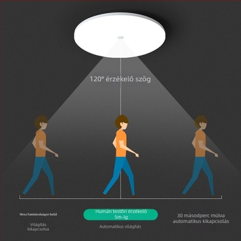 Mennyezeti lámpa (LED, mozgásérzékelő, 220V, 10-15 m² lefedettség)