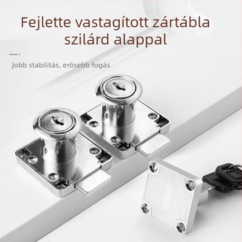 Rejtett zár szekrényhez és fiókhoz, fúrás nélküli telepítés, ötvözet anyag, 2 darabos készlet, alkalmas az szekrényajtókhoz