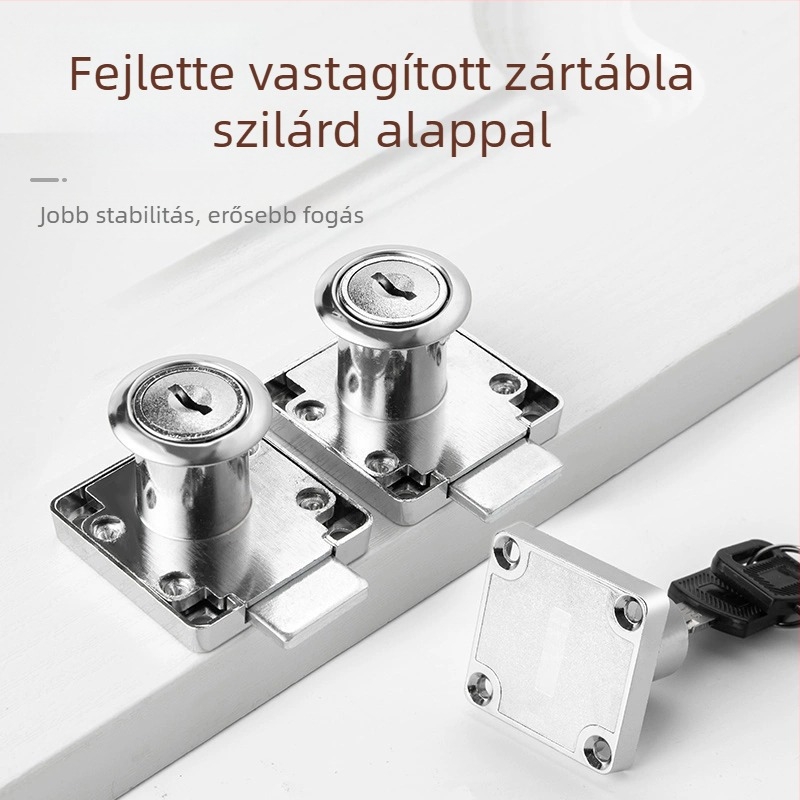 Rejtett zár szekrényhez és fiókhoz, fúrás nélküli telepítés, ötvözet anyag, 2 darabos készlet, alkalmas az szekrényajtókhoz