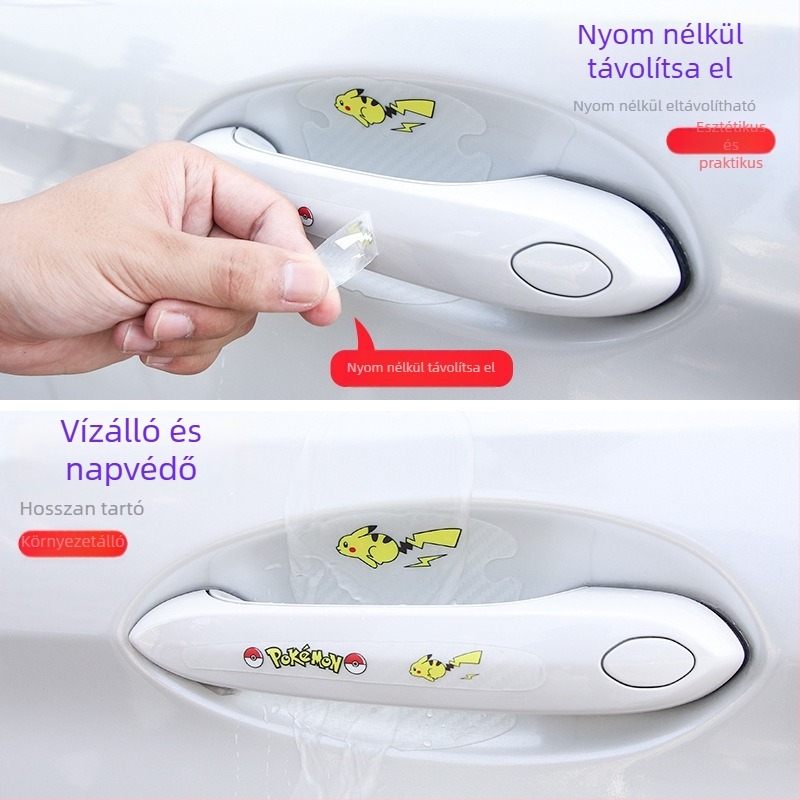 3D ütésálló ajtókilincs matricák – Cartoon mintázat, öntapadó