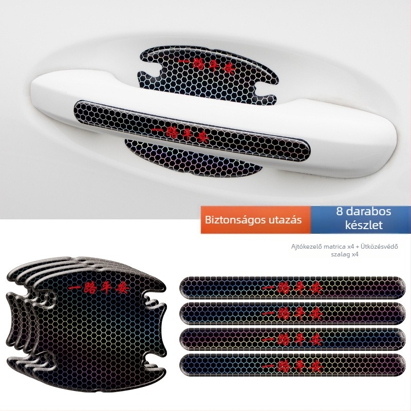 3D ütésálló ajtókilincs matricák – Cartoon mintázat, öntapadó