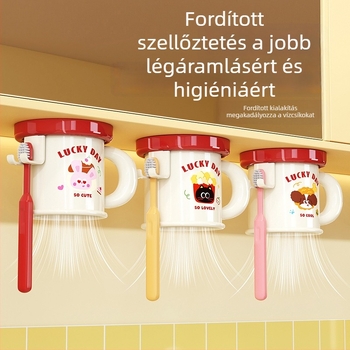 Fogkefe- és pohártartó falra szerelhető, lyukmentes, mágneses rögzítés, modell C4274, ABS műanyag, testreszabás elérhető, logónyomtatás