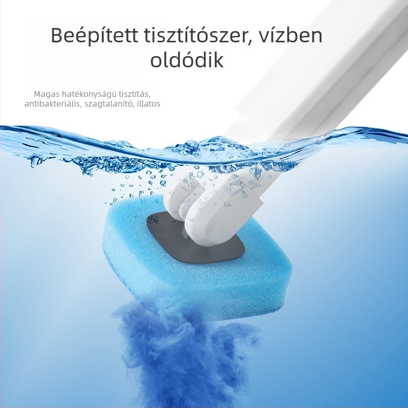 Egyszer használható falra szerelhető WC-kefe cserefejekkel, műanyagból