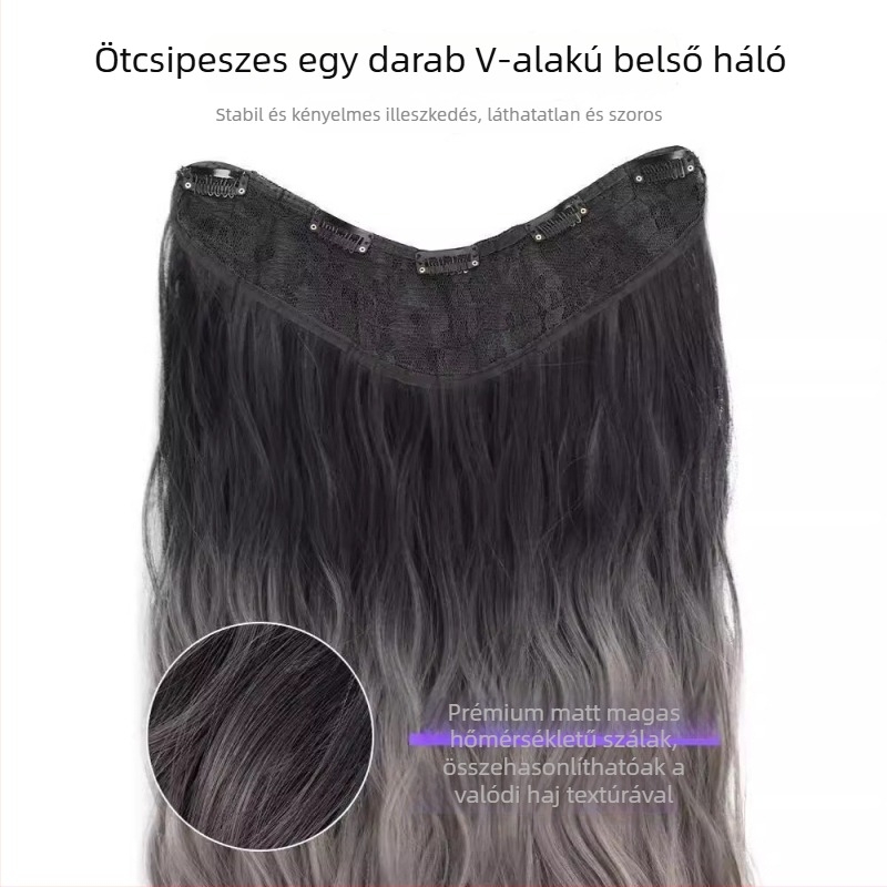 Egyszemélyes, varrat nélküli hajhosszabbítás, víz-szerű hullámú stílus, magas hőmérsékletű vezeték, hangerő növelése, frufru: egyenes vagy ferde