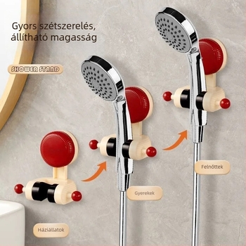Lekapcsolható zuhanytartó szívófejjel, műanyagból, modern minimalista stílus, egyemeletes fürdőszobai polc, mozgatható, fúrás nélkül (súly 85 g)