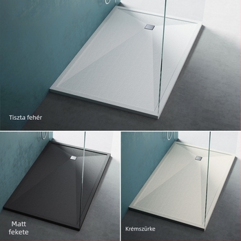 Négyszögletes zuhanykabin üvegből, integrált alaplappal, hintás ajtóval, egyedi gyártás minta alapján