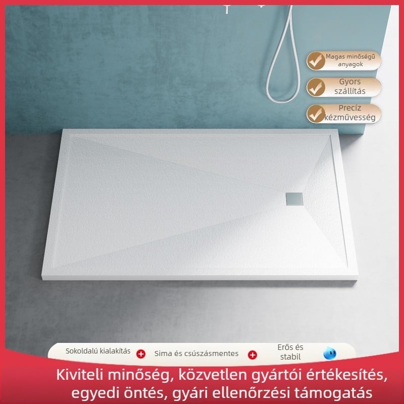 Négyszögletes zuhanykabin üvegből, integrált alaplappal, hintás ajtóval, egyedi gyártás minta alapján