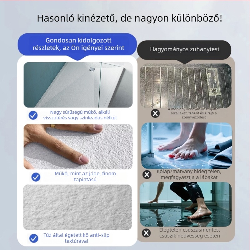 Négyszögletes zuhanykabin üvegből, integrált alaplappal, hintás ajtóval, egyedi gyártás minta alapján