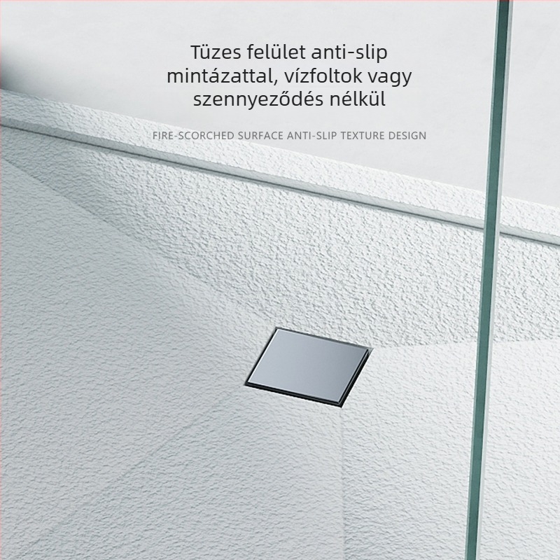 Négyszögletes zuhanykabin üvegből, integrált alaplappal, hintás ajtóval, egyedi gyártás minta alapján