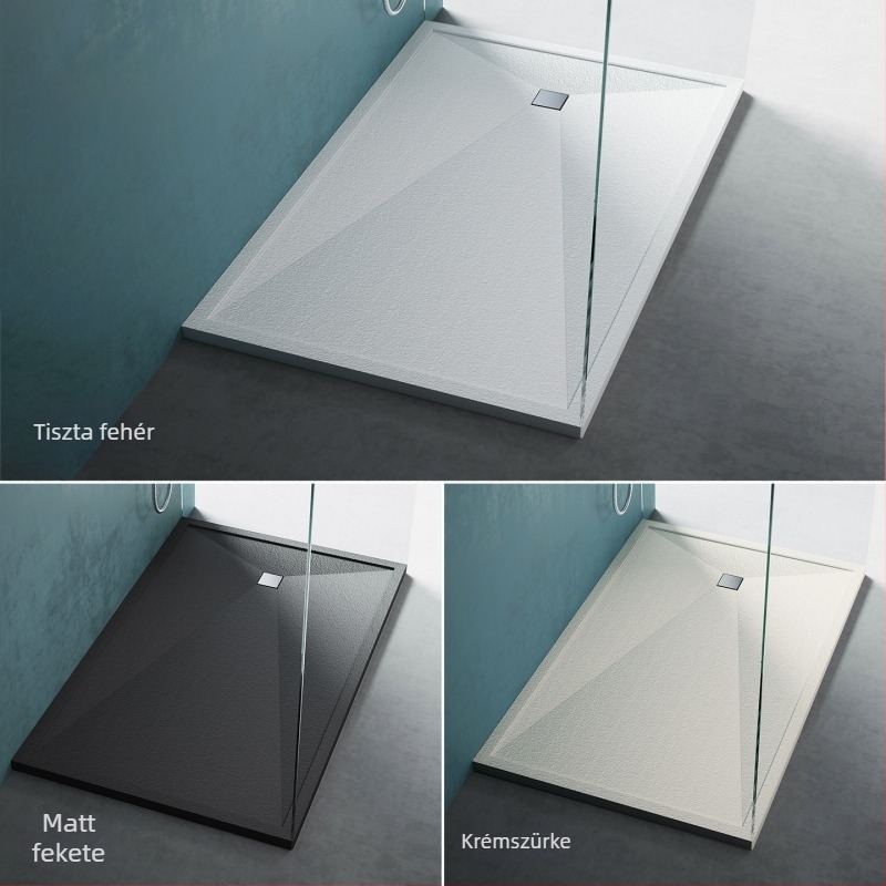 Négyszögletes zuhanykabin üvegből, integrált alaplappal, hintás ajtóval, egyedi gyártás minta alapján