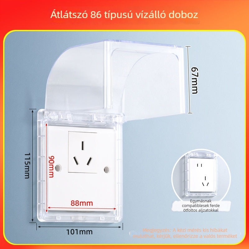 Öntapadós, vízálló konnektor-doboz ötlyukú ferde elrendezéssel, szivárgásvédelmi funkcióval