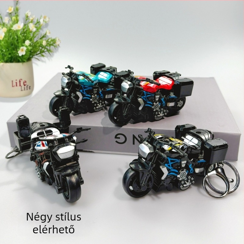 Ötvözetből készült motorkerékpár kulcstartó, rajzfilm-stílus, visszahúzós mechanizmus, termékkód Glx-1-025, egyedi csomagolás