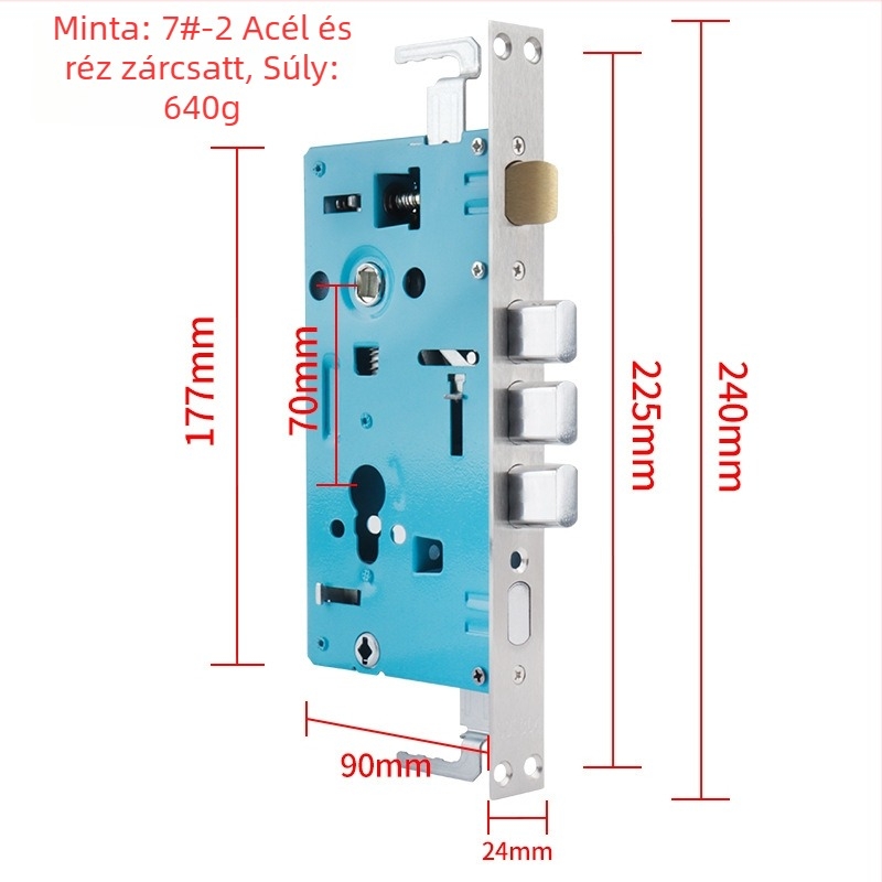 Zártest anti-lopás ajtó mechanikus alkatrésze; Modell: 24x240 négyszögletes / 30x240 kört; Anyag: rozsdamentes vas; Súly: 900 g; Alkalmazási terület: bejárati ajtó anti-lopás