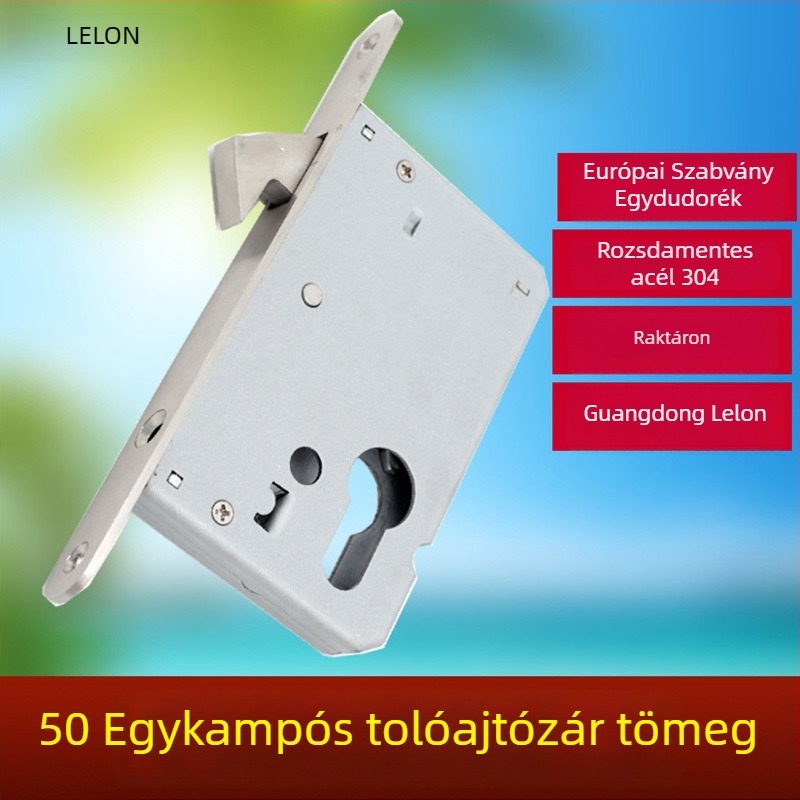 304 rozsdamentes acélból készült zártest, modell 50SD, egyetlen kampóval, fa- és csúszóajtókhoz