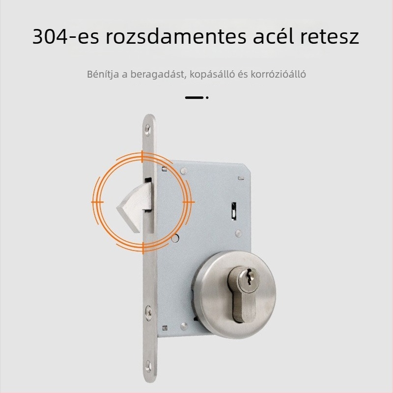 304 rozsdamentes acélból készült zártest, modell 50SD, egyetlen kampóval, fa- és csúszóajtókhoz